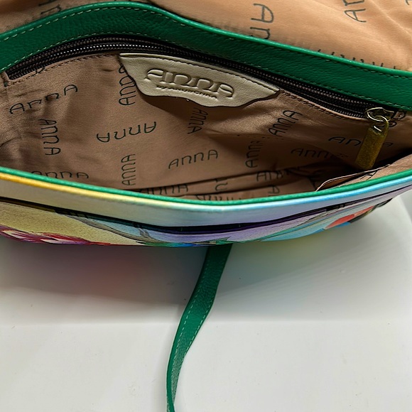 Anuschka Anna Vividly Colorful Hand Painted Floral Shoulder Bag Purse 🌺🌺 - Picture 6 of 7